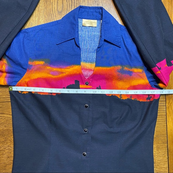 Vintage 90’s Wrangler Western Snap Button Down Shirt  Black & Blue 
Size S - Picture 5 of 10